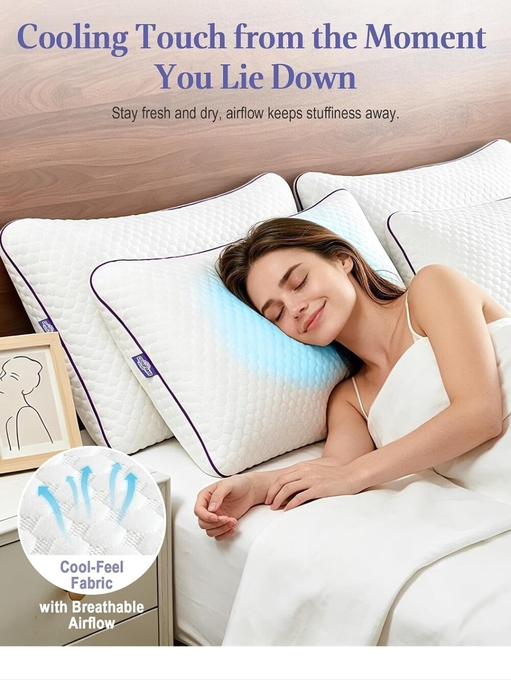 NIB 2 Pack Shredded Memory Foam Pillows Cooling Bamboo Covers Adjustable Loft - Picture 5 of 11